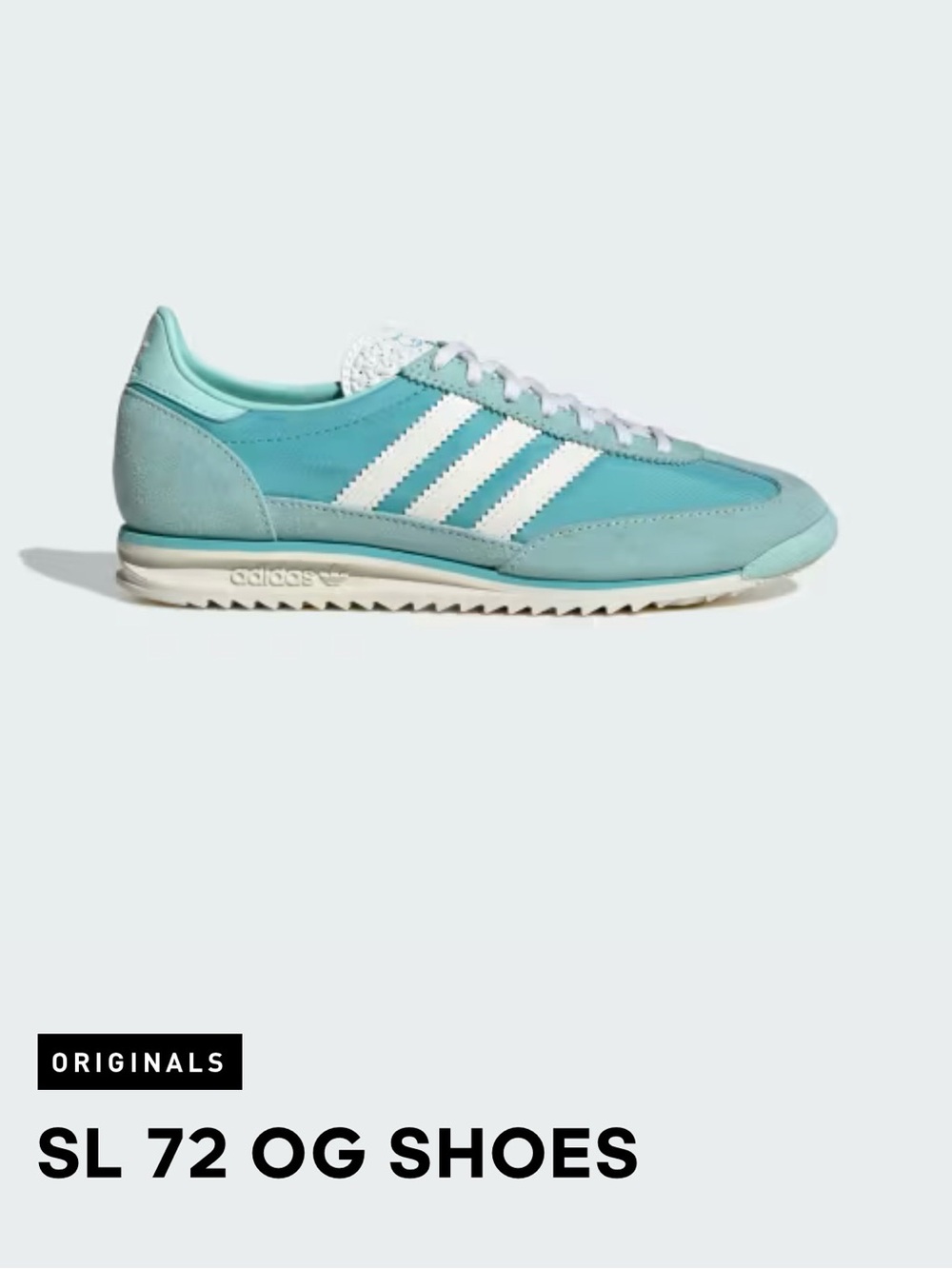 adidas Women's SL 72 OG Sneakers in Light Aqua and White